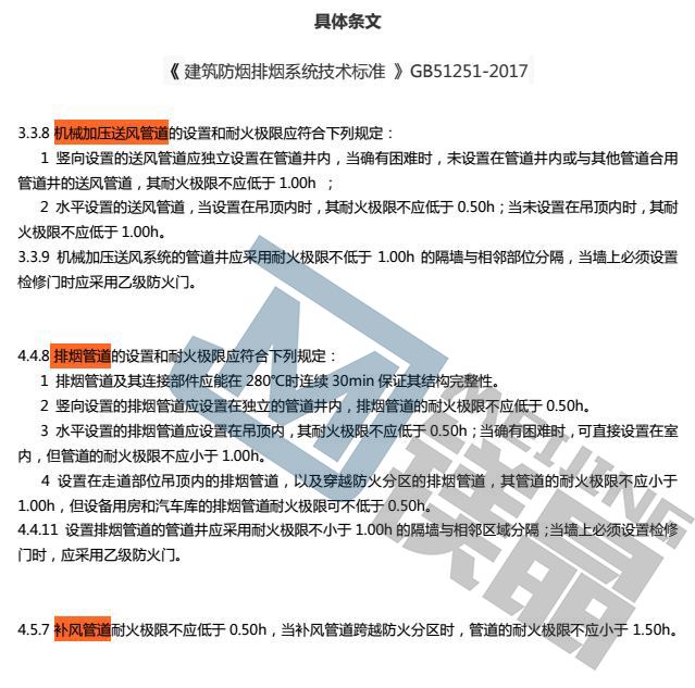 通風(fēng)管道廠家 | 防排煙管道系統(tǒng)的耐火極限